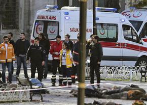 The scene of a bombing in Istanbul in January 2016
